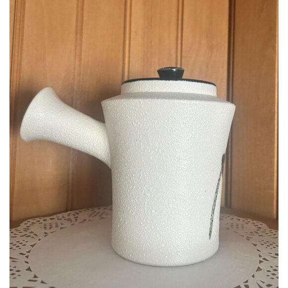 Vintage Japanese Teapot Stoneware Black White Graphic Design Modern Textured - Picture 7 of 9